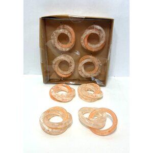 Set Of 8 Tahari Acrylic Peach Pink Tortoise Pattern Napkin Rings All Occasions